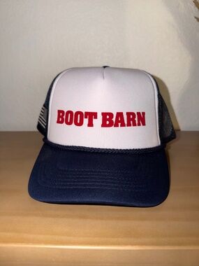 Boot Barn Western Trucker Hat White Navy Adjustable Mesh Back One Size Men